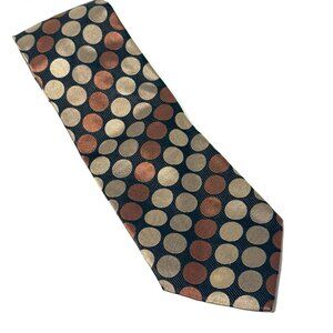 GUCCI Neck tie Dot Pattern silk Brown Gold Copper Polka dot pattern Italy